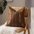 Housse de coussin orange cuivre moderne avec texture argentée et passepoil doré - Sans Insert / Marron
