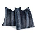Par de fundas de cojín de piel sintética azul oscuro con rayas texturizadas - Azul Marino / 50 X 50 Cm (incluye Núcleo De Tela No Tejida De 500 G)