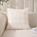Federa per cuscino quadrata in finta pelliccia di coniglio bianco crema per divano - 45x45cm (Con Anima in TNT da 400g) / Bianco