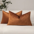 Fluwelen kussenhoezen in de kleur burnt orange met reliëfpatroon en effen designs - Standaard Vierkant (Geen Kern) / Zonsondergang Bruin Oranje