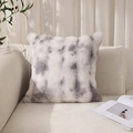Fodera per cuscino in finta pelliccia di coniglio bianco crema con trama tie-dye grigia - 45x45cm (Con Anima in Seta Piumino da 750g) / Grigio