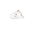 White cowboy hat pendant charm in enamel alloy with a gold star detail on white background - White Hat