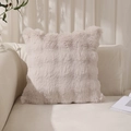 Federa per cuscino in finta pelliccia di coniglio rosa cipria per arredo soggiorno cozy - 45x45cm (Con Anima in TNT da 400g) / Cachi