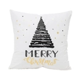 Weißer Weihnachts-Kissenbezug mit handgezeichnetem Baum und goldenen Sternen - Dekokissenbezug / Handgezeichneter Weihnachtsbaum-Stil