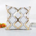 White pillow cover with gold and grey quatrefoil patterns in a modern lifestyle setting - Grey Gold Quatrefoil Geometric Style (1) / No Insert