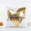White square pillow cover featuring a gold foil heart with black Love You text - Mottled Heart Love you Style (23) / No Insert
