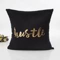 Federa per cuscino in velluto nero con elegante scritta hustle in oro lucido - Lettera hustle (Senza Nucleo) / Solo Fodera