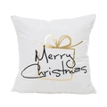 Weißer Weihnachts-Kissenbezug mit goldenem Geschenkbox-Muster und Merry Christmas - Dekokissenbezug / Goldener Geschenkkarton Weihnachtsgrüße-Stil