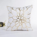 Modern white square pillowcase with gold floral leaf pattern and foil printing finish - Gold Petal Flower Texture Style (6) / With 400g Non-woven Core