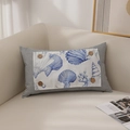 Cuscino lombare a righe bianche e blu con stampa a conchiglia e bottoni in legno decorativi - Con Nucleo In Tessuto Spazzolato Ad Alta Elasticità Da 380g / Tela Di Poliestere Riga Sottile Blu Marino