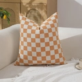 Quadratischer Chenille-Kissenbezug mit orange-weißem Karomuster für Sofa-Deko - Orange / 30*50cm (mit 380g Füllung)
