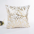 White square pillowcase with golden coral pattern texture and metallic foil finish - Gold Coral Branch Texture Style (7) / With 400g Non-woven Core