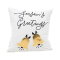White Christmas pillow cover with golden bells and Season's Greetings script print - White Gold Double Bells (7) / 45*45 (without core)