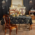 Black velvet rectangle tablecloth with golden stars and moon lantern pattern - 140*180cm / Starry Moon Black