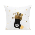 White Christmas pillowcase with golden foil black stocking and candy cane pattern - White Gold Stamping Christmas Sock (8) / 45*45 (without core)
