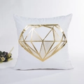 Modern white square pillowcase featuring a metallic gold geometric diamond pattern foil print - Gold Geometric Diamond Pattern Style (9) / With 400g Non-woven Core