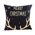 Christmas cushion cover in black velvet with gold bronzing deer horns and stars design - Black Gold Antler Text (9) / 45*45 (without core)