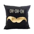 Square black velvet pillow case with golden Christmas foil print and mustache design - Black Gold OH-OH Moustache (11) / 45*45 (without core)