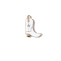 White enamel cowboy boot pendant with gold star detail and hanging loop for DIY jewelry - White Boots