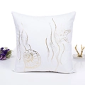 White pillowcase with gold foil sea creatures and modern home decor styling - Gold Conch Starfish Wave Style (12) / With 400g Non-woven Core