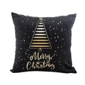 Black velvet Christmas pillow cover with golden tree and Merry Christmas foil printing - Black Gold Christmas Tree (12) / 45*45 (without core)