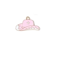 Pink and white cowboy hat charm with star and flame pattern for DIY jewelry making - Pink and White Hat