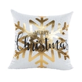 White Christmas pillow cover with golden snowflake and Merry Christmas text - White Gold Extra Large Snowflake (13) / 45*45 (without core)