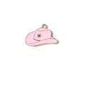 Pink enamel cowboy hat charm with gold star and ring for DIY jewelry making - Pink Hat