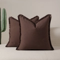 Fundas de cojín boho café oscuro con flecos para sofá y decoración de hogar moderna - Marrón Caramelo Espeso / 45*45 Cm (tejido No Tejido 50*50 Cm: Núcleo De Almohada De 400 G)