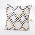 Housse de coussin blanche avec motif géométrique noir et or pour canapé - Géométrique Losange Noir Or (13)