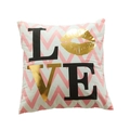 Housse de coussin à vagues roses et blanches avec texte LOVE doré et lèvres - Vagues d'Amour (14)