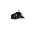 Colgante de sombrero de vaquero negro y dorado en aleación para bisutería DIY - Gorro negro