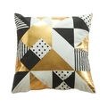 Housse de coussin géométrique moderne noir, blanc et doré avec détails en marquage à chaud - Bloc de Couleur Noir Or (15)