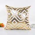 White and gold geometric cushion cover with metallic diamond pattern for home decor - Gold Rhombus Zigzag Geometric Style (16) / With 400g Non-woven Core