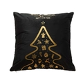 Black velvet Christmas pillow cover with golden Merry Christmas reindeer and tree pattern - Black Gold Christmas Element Tree (17) / 45*45 (without core)