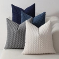 Gestructureerde kussenhoezen van ribfluweel met 3D-noppen in crème en grijs voor bank - 30*50cm (met 380g Vulling) / Blauw Grijs Set