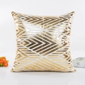 Square pillowcase featuring white and gold geometric chevron patterns with metallic finish - Gold Geometric V-Shape Peak Texture Style (17) / With 400g Non-woven Core