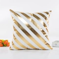 Modern gold and white diagonal striped throw pillow cover with metallic foil texture - Gold Diagonal Wide Stripe Style (18) / With 400g Non-woven Core