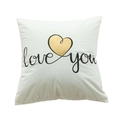 Housse de coussin blanche avec cœur doré et texte Love You pour décor maison - Cœur Doré Love You (18)