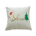 White square Christmas pillow cover with golden Believe text and holiday motifs - White Gold Believe (20) / 45*45 (without core)