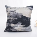 Modern abstract cotton pillow cover with black and beige artistic brushstroke patterns - No Insert / 45x45cm / Steady Black