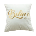 Housse de coussin en velours blanc avec slogan motivant Believe you can doré - Croyez en Vous (19)