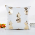 White throw pillow case with elegant gold foil pineapple pattern for home decor - Gold Matrix Pineapple Pattern Style (20) / With 400g Non-woven Core