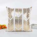 White cushion cover with golden chevron geometric pattern and metallic foil finish - Gold Herringbone Arrow Feather Geometric Style (21) / With 400g Non-woven Core