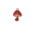 Cute mushroom pendant in gold brass with red rhinestones for DIY jewelry making - Gold Base Red Mushroom