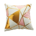 Housse de coussin moderne à motif géométrique de triangles blanc, rose et doré - Géométrique Rose Or Blanc (22)