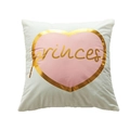 Housse de coussin carrée en velours avec texte doré et motif de cœur rose - Cœur Rose Princess (23)