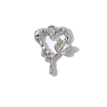 Molten lava style heart pendant with butterfly detail in silver alloy for jewelry DIY - Heart Butterfly (Silver Plated) / Silver