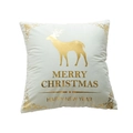 White Christmas pillow cover with golden reindeer silhouette and festive greetings - Gold Reindeer Silhouette (25) / 45*45 (without core) / White
