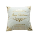 White square velvet Christmas pillow cover with golden Merry Christmas foil print - Gold Stamping Scroll Text (26) / 45*45 (without core) / White